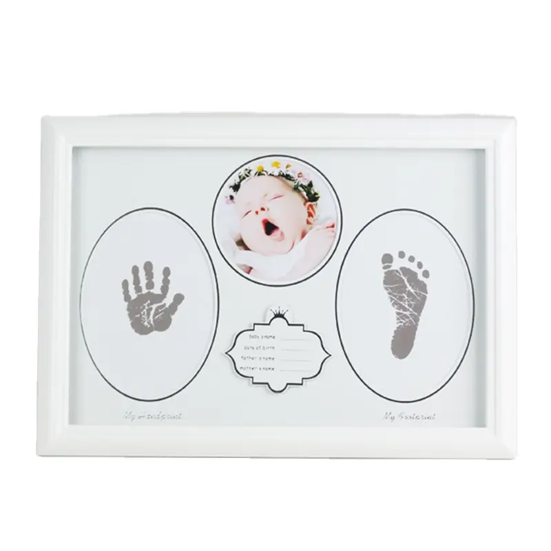 Baby Fotolijst Hand En Voet Print Kit Eerste Jaar Aandenken Foto Wit Houten Make Baby Register Baby Spullen Pasgeboren Cadeau