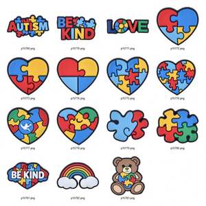 Set <span class=keywords><strong>de</strong></span> Charms para Zapatos con Diseño <span class=keywords><strong>de</strong></span> Pieza <span class=keywords><strong>de</strong></span> Rompecabezas <span class=keywords><strong>de</strong></span> Concienciación sobre el Autismo, Charms 'Be Kind' para Decoración <span class=keywords><strong>de</strong></span> Zapatos Tipo Clog - Product Image 2