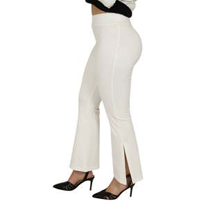 Pantalon pour femmes, crème, taille haute, jambes évasées, grande taille, vêtements de cérémonie - Product Image 2