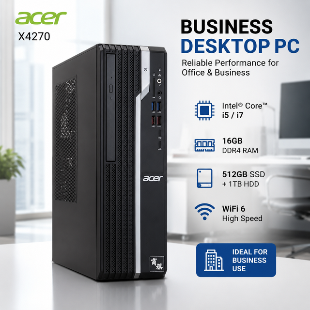 For Acer X4270 Business Desktop PC Intel Core i5 12400 16GB RAM 512GB SSD Office Computer Business