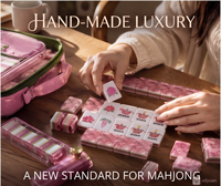 Ensemble de Mahjong américain classique rose gravé sur mesure, tuiles en acrylique de luxe, écologiques et portables, cadeau haut de gamme pour 4 joueurs