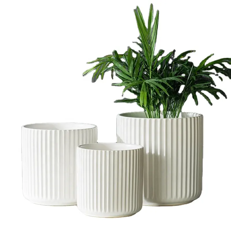 Grundsätze sortierte Größen gespieltes Keramik-Rundpflanzerset bestehend aus 3 weißen 6-Zoll 8-Zoll 10-Zoll