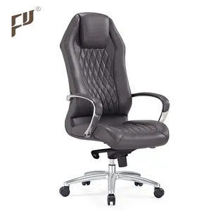 FURICCO Italienischer Stil Luxus Schwarz Hohe Rückenlehne Echtes Leder Ergonomischer Manager Bürostuhl