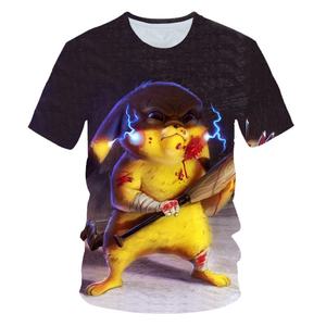 T-shirt Sostenibile con Stampa 3D di <span class=keywords><strong>Pikachu</strong></span> per Donna/Uomo, Disponibile fino alla Taglia 4XL, Manica Corta Estiva con Scollo a V, Stile Casual Giapponese - Product Image 3