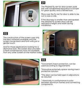 Khung hợp kim nhôm chống muỗi an ninh lưới plisse màn hình có thể thu vào cửa xếp li lưới gấp cửa màn hình - Product Image 3