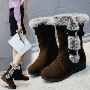 Venta al por mayor de suela gruesa de piel sintética <span class=keywords><strong>niñas</strong></span> <span class=keywords><strong>botas</strong></span> de invierno antideslizante forro felpa cálido mujeres moda <span class=keywords><strong>botas</strong></span> de nieve - Product Image 2