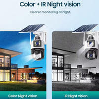 Kamera CCTV Luar Ruangan Tenaga Surya HONGXIN V380 Pro 6MP 360 Nirkabel Pelacakan Otomatis Penglihatan Malam Berwarna CMOS H.265 Kartu Memori