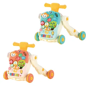 Giocattoli educativi per bambini precoci 4 in 1 tavolo da gioco multifunzione portatile Push Walker Baby con luce e musica per 18 M +