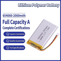 Batterie Li-ion LiPo rechargeable OEM en gros 7.4V 654060 2000mAh 3.7V, pack de batteries Li-ion polymère 3.7V 4030130 454078