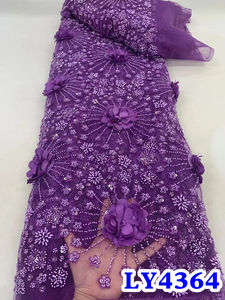 <span class=keywords><strong>NIAI</strong></span> 3D Fleurs Perlé Net Dentelle Tissu Français Tulle Net Haute Qualité Nouveau Polyester Sequin Tissu Robe De Mariée Dentelle Avec Perles - Product Image 4