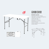 Vente chaude d'usine Portable 4FT/5FT/6FT/8FT Table pliante de salle à manger en plein air pratique Table pliante pour fête pique-nique mariage