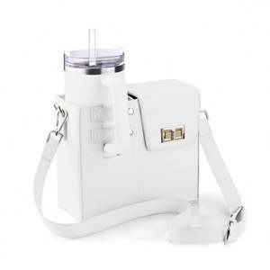 Bolsa de Almacenamiento para Botellas de Agua, Portátil, para Mujer, con Soporte para Botellas Deportivas, Material PU, Bolsa Portavasos - Product Image 5