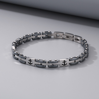 Soldes Exceptionnelles en Europe : Bracelet Homme Réglable en Acier Inoxydable avec Ancre, Idéal Bijou Décontracté d'Affaires
