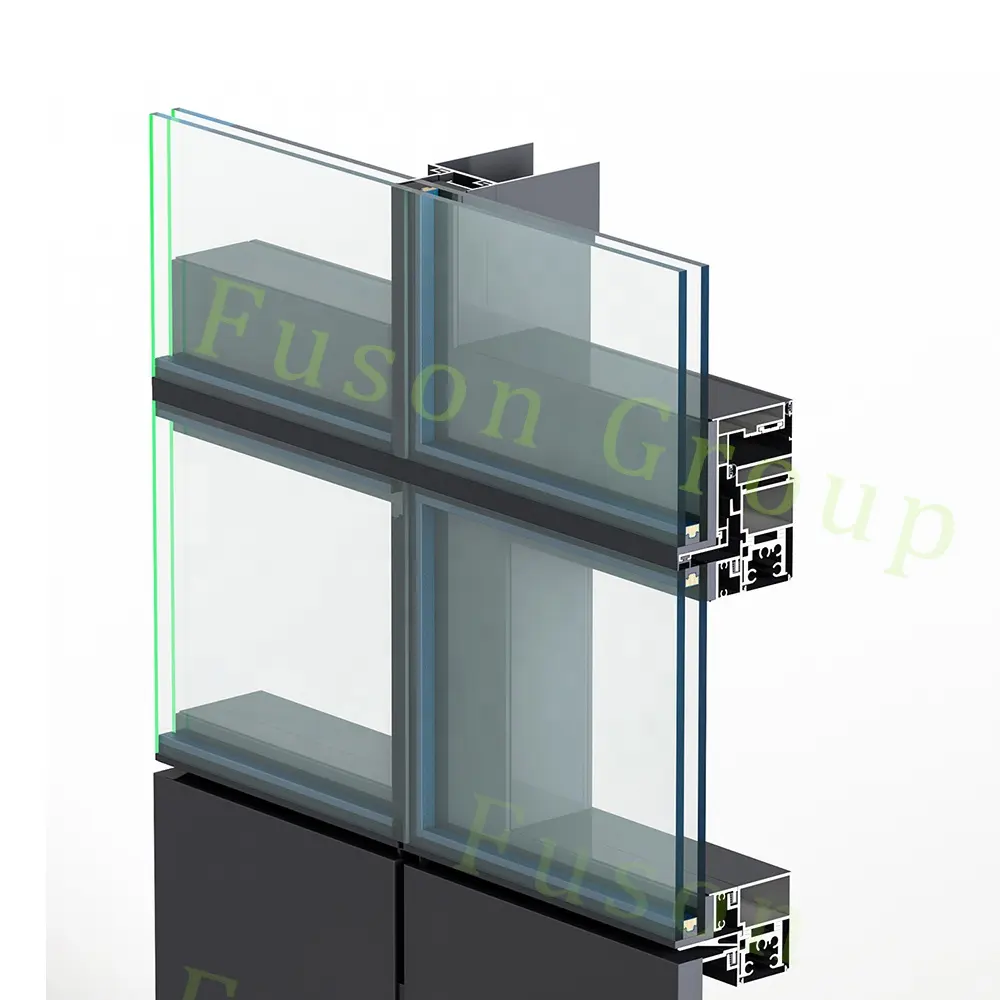 Commercial Style Hidden Frame Glass Curtain Wall with Insulated Glass Panel
