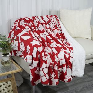 ผ้าห่มขนแกะไมโครไฟเบอร์แบบกลับด้านได้สำหรับโซฟาเบดเรนเดียร์สีแดงผ้ากำมะหยี่อุ่นสบาย - Product Image 3