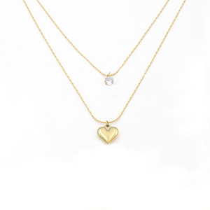 Bijoux en gros 3 grosses étoiles de lune <span class=keywords><strong>double</strong></span> couche en or 18 carats chaîne coeur zircon perle croix <span class=keywords><strong>collier</strong></span> <span class=keywords><strong>multicouche</strong></span> en acier inoxydable - Product Image 5