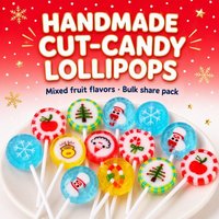 Originele handgemaakte kerstlollies met diverse kerstmotieven en gemengde fruitsmaken voor festivaldecoratie