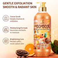 Savon liquide pour le corps en marque privée, gel douche exfoliant hydratant et nourrissant au cacao, nicotinamide et vitamine B3