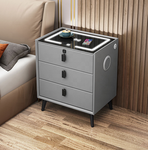 GEDO Modern Bedroom Furniture Smart Nightstand Light Rechargeable Led <strong>Bedside</strong> <strong>Table</strong> with <strong>Wireless</strong> <strong>Charging</strong> Fingerprint Lock - Product Image 2