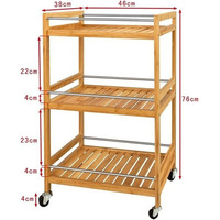 Chariot de cuisine multifonctionnel en bambou à 3 niveaux, double armoire de rangement pour salle de bain