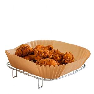 <b>Biodegradable</b> Compostable Double Side Silicone Coated Air Fryer Disposable <b>Paper</b> Liner Colored Box/OPP Bag/PET Box ChickenFries - Product Image 3