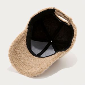 Ins Autumn Winter Girls Baseball Cap Embroidery Casual Thickened Furry Warm Simple Solid Color Plush Baseball <b>Hat</b> - Product Image 6