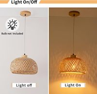 Lampe suspendue en osier Boho de 12 pouces, plafonnier en rotin naturel pour restaurant, hôtel, îlot de cuisine, ferme de luxe