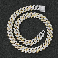Chaîne cubaine BES 14 mm avec zircons cubiques micro-pavés, collier losanges plats, bijoux hip-hop colorés unisexe