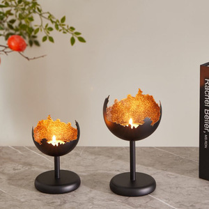 LANJO Iron Metal Square Shaped Votive Candle Stand Vintage Candlestick <b>Table</b> Top Iron Art Candlestick Decoration - Product Image 4