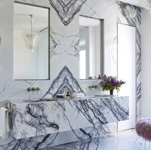 Natura Milas Carreaux de marbre lilas Lavabos de salle de bains Lavabo à main <span class=keywords><strong>suspendu</strong></span> au mur pour salle de bains - Product Image 3