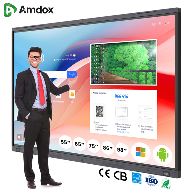 Amdox Factory Suppliers Interactive Flat Panel 4k Touch Screen Smart Board 65/75inch Interactive Whiteboard