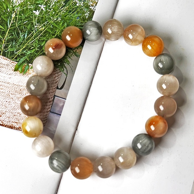 New Arrivals Spiritual Gemstone Product Round Bead Natural Rabbit Hair Healing Crystal Bracelets Jewelry