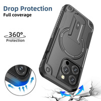 Coque de protection hybride magnétique en TPU et PC avec béquille 360° pour iPhone 17 AIR 16 Pro Max 15 Plus 16E 14