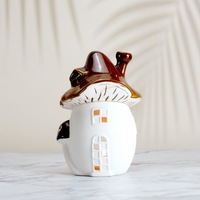 Brûleur d'huile en céramique fait main en forme de maison champignon, chauffe-cire pour bougies chauffe-plat, diffuseur d'arômes parfumé pour la décoration intérieure