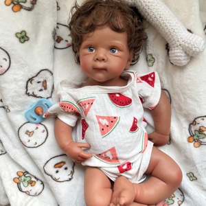 Bébé Reborn Afro-Américain avec Cheveux Implantés à la Main, 20 Pouces, Peau Foncée, Corps Entièrement en Silicone Souple, Poids Réaliste, Cadeaux de Collection - Product Image 4