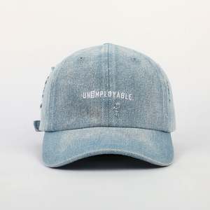 Proveedor de China, sombrero de base de 56Cm, sombreros de béisbol desgastados de mezclilla vintage sin estructura de 6 paneles, sombrero de papá bordado Bluejeans - Product Image 2