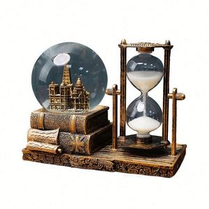 Retro Iron Tower Hourglass Timer <b>Crystal</b> <b>Ball</b> Music Box Luminous Art Deco Desktop Ornaments Custom Logo Silk Screen Printed - Product Image 1