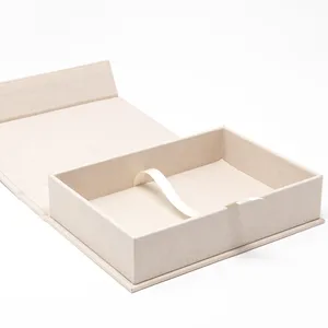 크림 리넨 사진 상자 사진 작가 종이상자 포장 자석 선물 상자 주문 로고 4X6X7