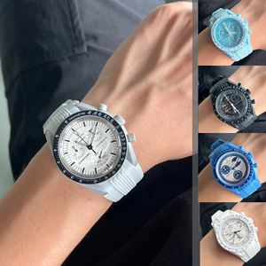 Correa de Reloj de Goma con Extremos Curvos <span class=keywords><strong>para</strong></span> Omega X Swatch Speedmaster <span class=keywords><strong>Moonswatch</strong></span>, Correa de Silicona de 20 mm con Liberación Rápida - Product Image 2