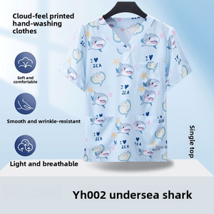 Ropa de Trabajo Estampada para Lavado a Mano para Hombres y Mujeres, Camisetas de Manga Corta, Uniformes Médicos, Batas Quirúrgicas Dentales - Product Image 2