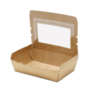 กล่องอาหารกระดาษคราฟท์สีน้ำตาลแบบใช้แล้วทิ้งพร้อมหน้าต่าง PVC ใสสำหรับใส่สลัด - Product Image 4