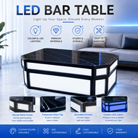 Table de bar moderne avec cadre carré et barre lumineuse LED rechargeable, plateau en métal pour discothèque, bar, mobilier commercial