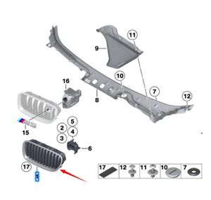 51137261356 rete centrale destra, placcatura in argento per BMW 5 serie F10 <span class=keywords><strong>F18</strong></span> - Product Image 6