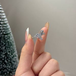 Bague de fiançailles Dylam Top Fine Jewelry en argent 925 avec pierre en moissanite D VVS1, nœud papillon, alliance éternelle, pour femme - Product Image 3