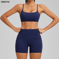Dingtai femmes taille haute Yoga soutien-gorge ensemble séchage rapide exercice Shorts extensible doux respirant solide ligne avant taille XL pour actif