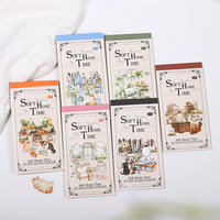 18 Lembar/paket Buku Stiker Die-cut Bahan Ganda Seri Waktu Rumah Lembut Tema Lanskap Rumah