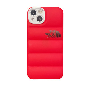 Luxury Winter Ins Style North Face Puffer Cotton Jacket PU Cell Phone Cover Case For iPhone 13 12 11 X XS XSMAX XR 7 7P 8 8P