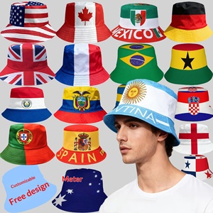 Sombrero de pescador de poliéster con bandera de fútbol 2026, plegable de doble cara, para exteriores, protección solar, para hombres y mujeres - Product Image 1
