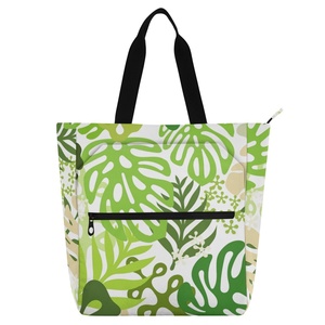 Ventes en gros de sacs de plage personnalisés écologiques de grande capacité, sacs fourre-tout imprimés de fleurs tropicales pour l'école, les voyages et le travail - Product Image 1