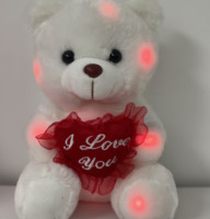 Ours en peluche super doux unisexe avec lumière LED, ours en peluche en forme de cœur de 20 cm, coloré, vente en gros, anniversaire, Saint-Valentin, rembourré en PP